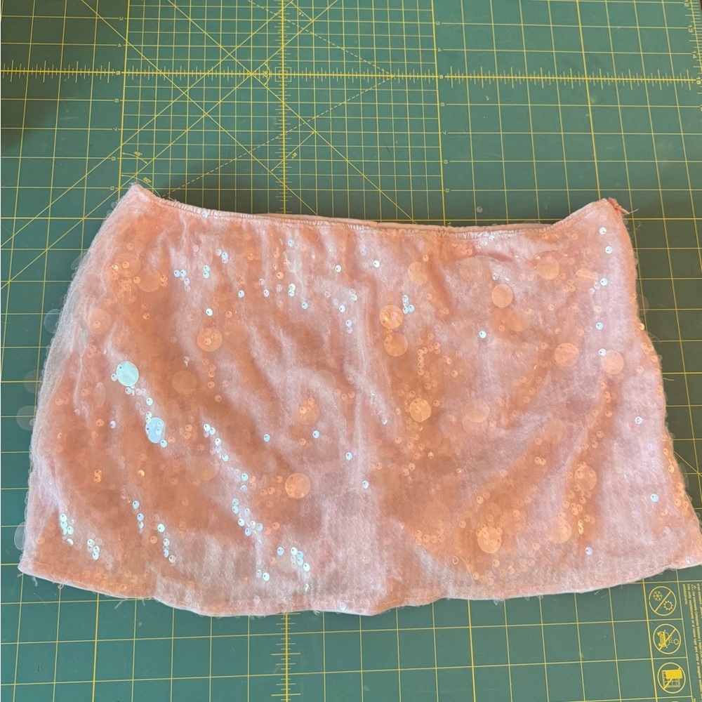 Pink Sequin Mini Skirt